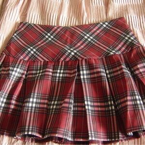 Plaid Mini Skirt With Matching Safety Shorts - Red and Black